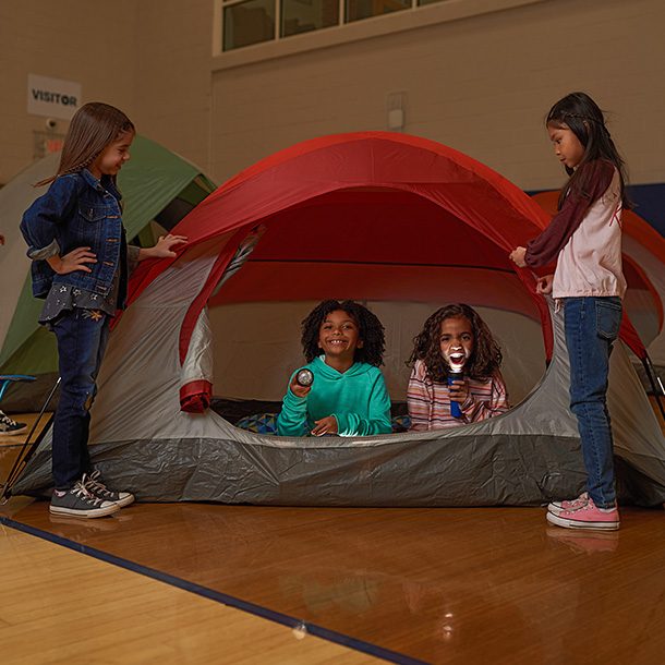 girls in tent