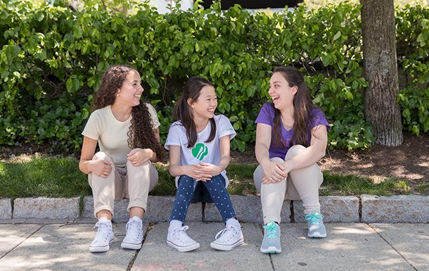 three girls sitting